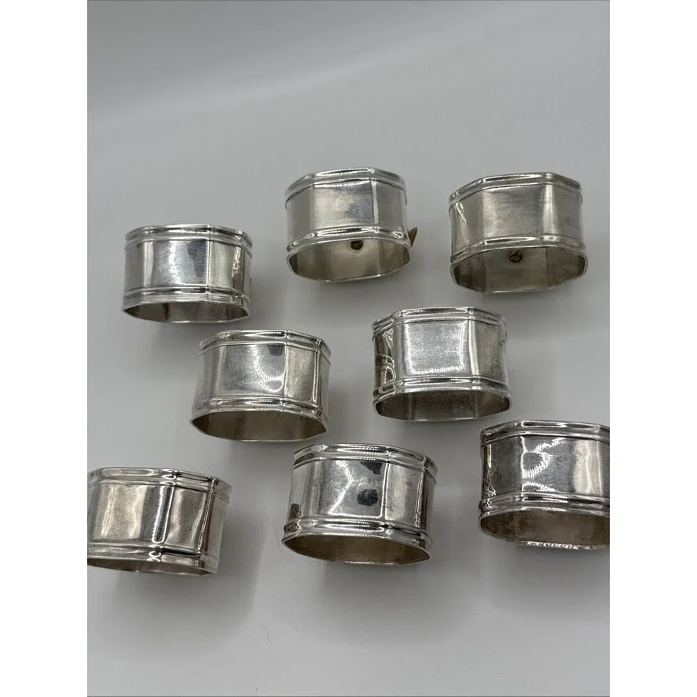 Vintage Fortunoff Silver and Gold Bow Napkin Rings Set Of 8
